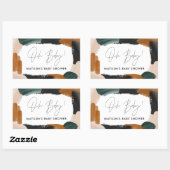 Sticker Rectangulaire Baby shower abstrait en terre cuite verte (Feuille)