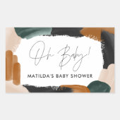 Sticker Rectangulaire Baby shower abstrait en terre cuite verte (Devant)