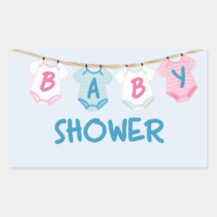 Sticker Rectangulaire Baby shower avec Vêtements pour bébés