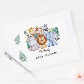 Sticker Rectangulaire Baby Shower Aventure Safari