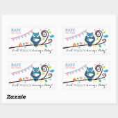 Sticker Rectangulaire Baby shower de Chouette lunaire (Feuille)