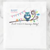 Sticker Rectangulaire Baby shower de Chouette lunaire (Sac)