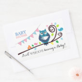 Sticker Rectangulaire Baby shower de Chouette lunaire (Enveloppe)