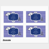 Sticker Rectangulaire Baby shower marin Casquette Boy Blue Stripe (Feuille)