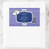Sticker Rectangulaire Baby shower marin Casquette Boy Blue Stripe (Sac)