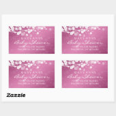 Sticker Rectangulaire Baby shower Merci cerisier Fleur rose (Feuille)