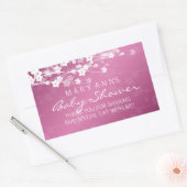 Sticker Rectangulaire Baby shower Merci cerisier Fleur rose (Enveloppe)