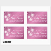 Sticker Rectangulaire Baby shower Merci Festive Baubles rose (Feuille)