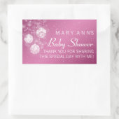 Sticker Rectangulaire Baby shower Merci Festive Baubles rose (Sac)