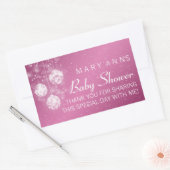 Sticker Rectangulaire Baby shower Merci Festive Baubles rose (Enveloppe)