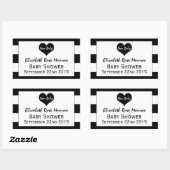 Sticker Rectangulaire Baby shower moderne chic noir & blanc (Feuille)