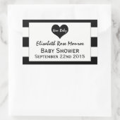 Sticker Rectangulaire Baby shower moderne chic noir & blanc (Sac)
