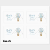 Sticker Rectangulaire Baby shower montgolfière aventure merci (Feuille)