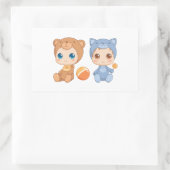 Sticker Rectangulaire Baby Twins Bear Chat Jumpsuit (Sac)