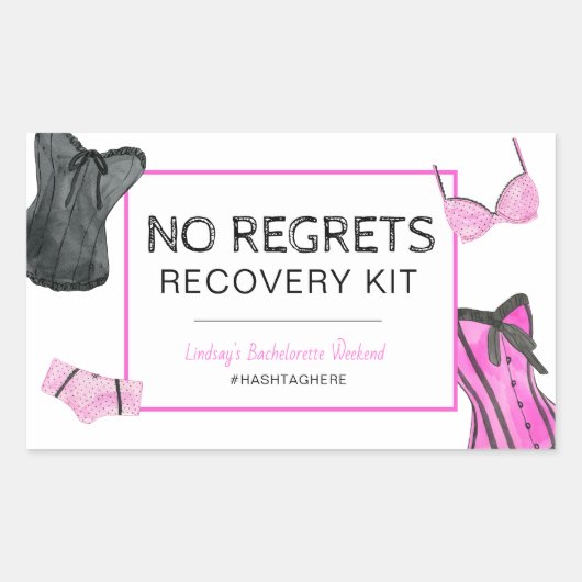 Sticker Rectangulaire Bachelorette Pas Regret Kit de récupération (Devant)