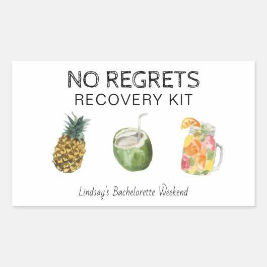 Sticker Rectangulaire Bachelorette Pas Regret Kit de récupération (Devant)