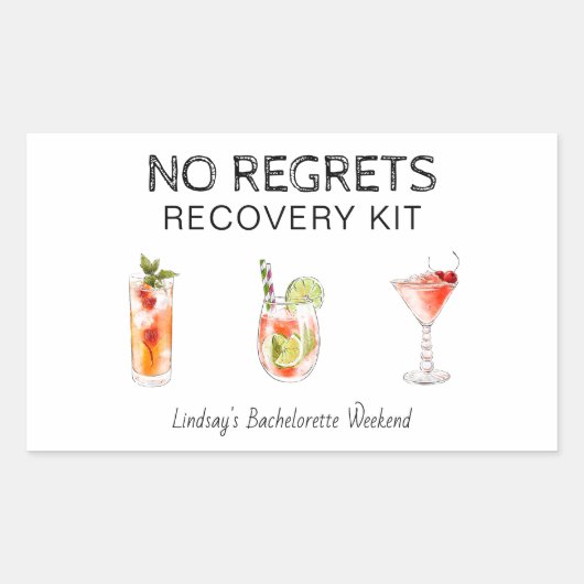 Sticker Rectangulaire Bachelorette Pas Regret Kit de récupération (Devant)