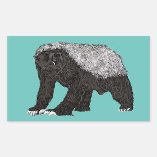 Sticker Rectangulaire Badass Honey Badger Intrépide Attitude Nastique An (Devant)