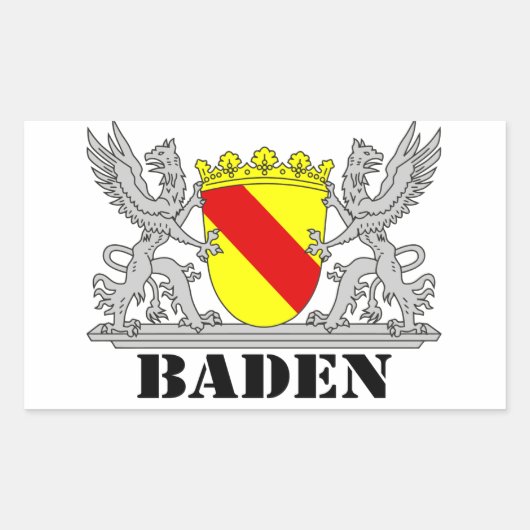 Sticker Rectangulaire Bade-Armoiries avec inscription Baden (Devant)