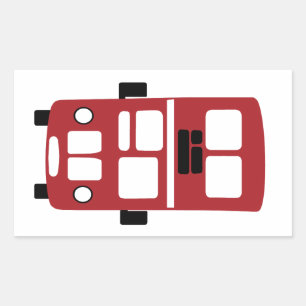 Sticker Rectangulaire Baguette du rectangle de bus à deux étages rouge