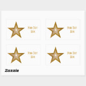 Sticker Rectangulaire Baguette rectangle "Gold" Star 'Your Text' en blan (Feuille)
