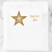 Sticker Rectangulaire Baguette rectangle "Gold" Star 'Your Text' en blan (Sac)