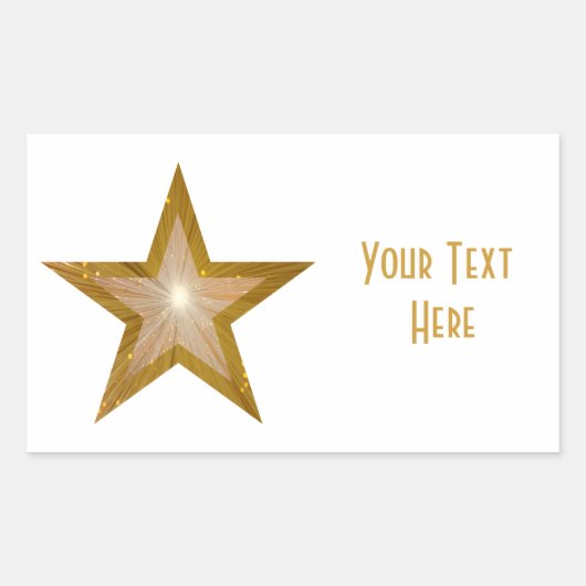 Sticker Rectangulaire Baguette rectangle "Gold" Star 'Your Text' en blan (Devant)