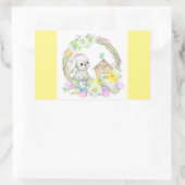 Sticker Rectangulaire Baguette Ronde Classique De Lapin Et De Poulet (Sac)