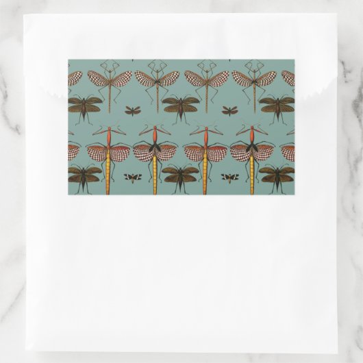 Sticker Rectangulaire Baguettes, Katydids et libellules (Sac)