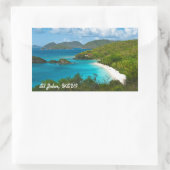 Sticker Rectangulaire Baie de tronc, St John USVI (Sac)