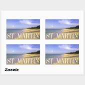 Sticker Rectangulaire Baie Longue Long Bay Beach, St. Martin (Feuille)