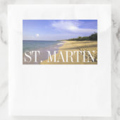 Sticker Rectangulaire Baie Longue Long Bay Beach, St. Martin (Sac)