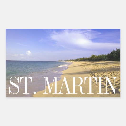 Sticker Rectangulaire Baie Longue Long Bay Beach, St. Martin (Devant)