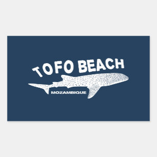Sticker Rectangulaire Baignade avec requins de baleine - Tofo Beach Moza