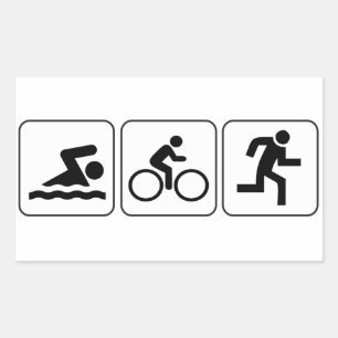 Sticker Rectangulaire Baignade, Vélo, Course - Triathlon