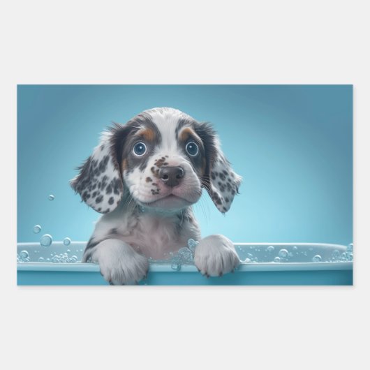 Sticker Rectangulaire Baignoire à bulles Pup (Devant)