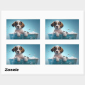 Sticker Rectangulaire Bain à remous et bulles Chiot (Feuille)