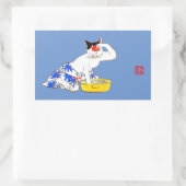 Sticker Rectangulaire Bain de chat japonais humoristique I (Sac)
