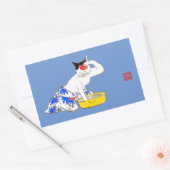 Sticker Rectangulaire Bain de chat japonais humoristique I (Enveloppe)