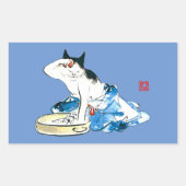 Sticker Rectangulaire Bain japonais de chats humoristique II (Devant)