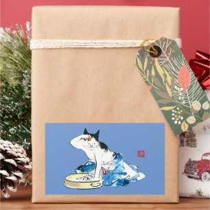 Sticker Rectangulaire Bain japonais de chats humoristique II