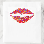 Sticker Rectangulaire Baiser des lèvres rouges avec des gemmes étincelan (Sac)