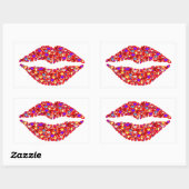 Sticker Rectangulaire Baiser des lèvres rouges avec des gemmes étincelan (Feuille)