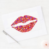 Sticker Rectangulaire Baiser des lèvres rouges avec des gemmes étincelan (Enveloppe)