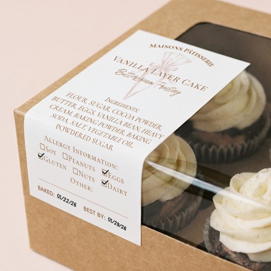 Sticker Rectangulaire Baking Spoon Bakery Ingredients Allergy Food Label