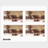 Sticker Rectangulaire Balade de Noël à l'ancienne, Scène d'hiver (Feuille)