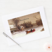 Sticker Rectangulaire Balade de Noël à l'ancienne, Scène d'hiver (Enveloppe)
