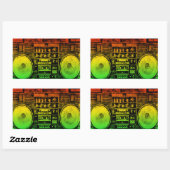 Sticker Rectangulaire baladeur de ghetto Rasta (Feuille)
