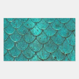 Sticker Rectangulaire Balances de sirènes Turquoises bleues