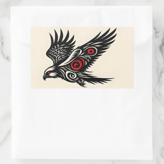 Sticker Rectangulaire Balbuzard Plongeur Tribal (Sac)